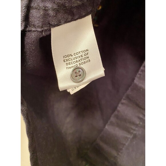 LL Bean Signature Oversized Button Down Shirt XS Blck Embroidered Pheasant Tunic - Picture 8 of 8